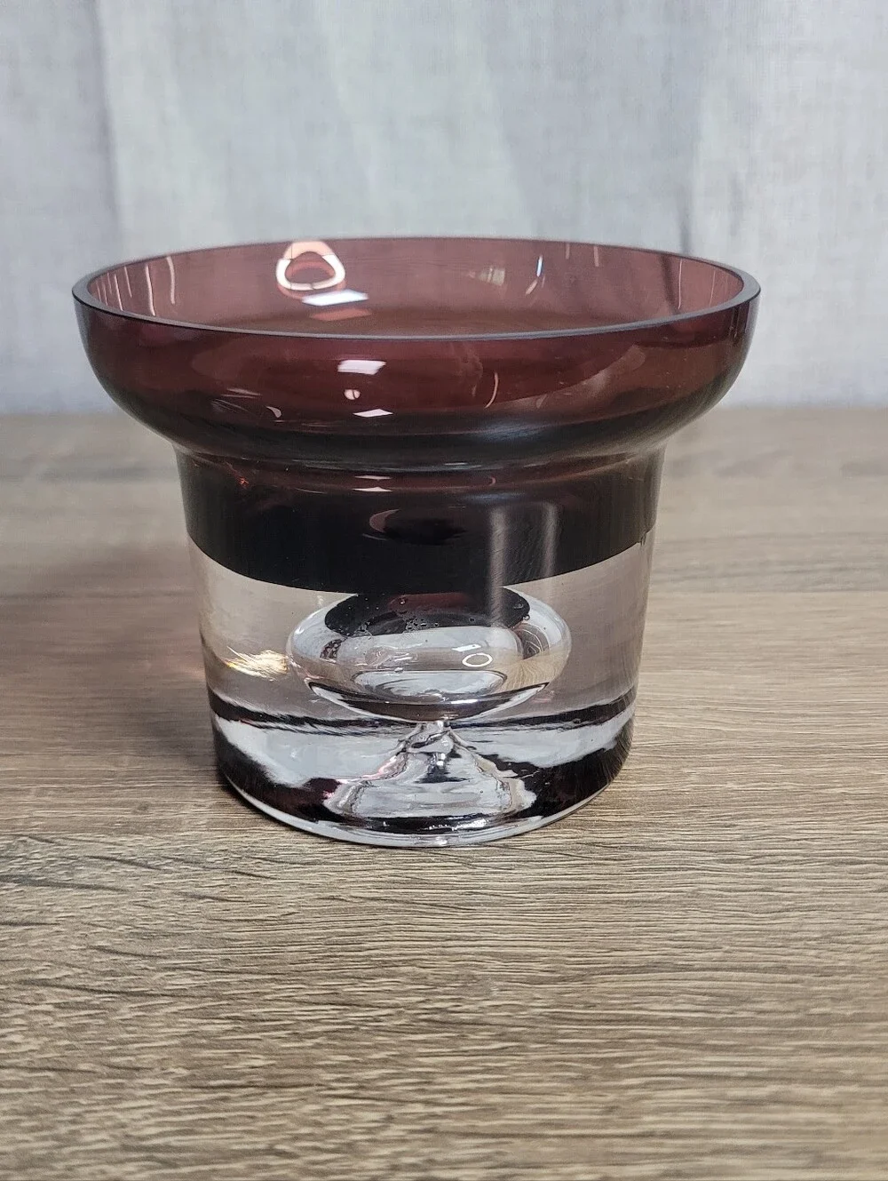 Vintage Krosno Purple Amethyst Glass Votive Candle Holder - Home Accent